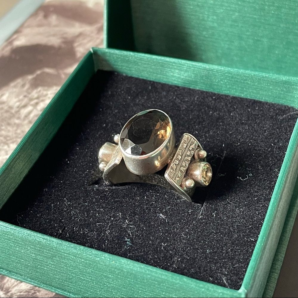 Amber & Silver Statement Ring - image 2